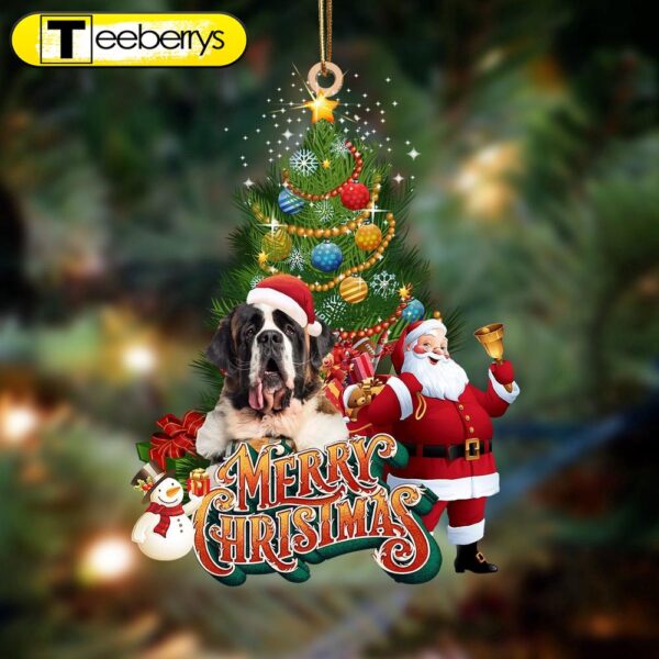 St Bernard-Christmas Tree&Dog Hanging Christmas Ornament