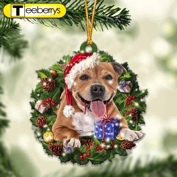 Staffordshire Bull Terrier Christmas Gift For Staffordshire Bull Terrier Lover Christmas Ornament