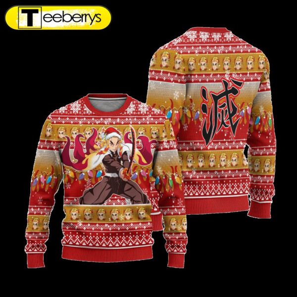 Stay Festive with Kyojuro Rengoku Ugly Christmas Sweater