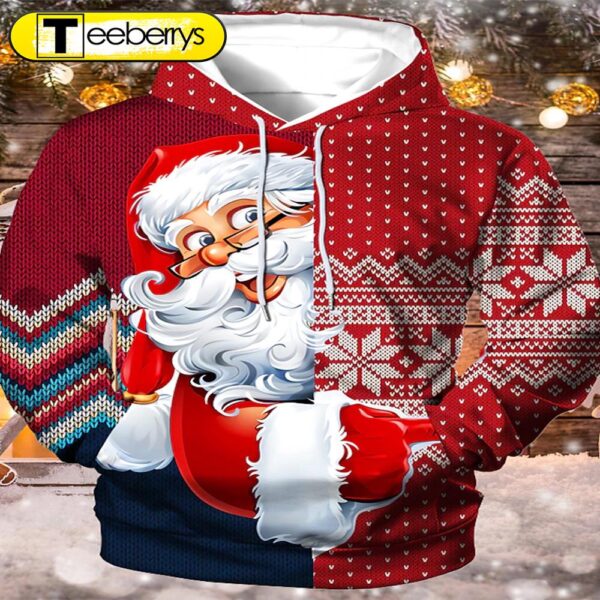 Stylish 3D Santa Claus Graphic Shirt – Gift For Xmas