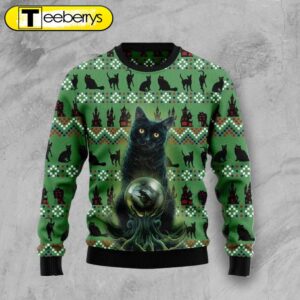 Stylish Black Cat Ugly Christmas…