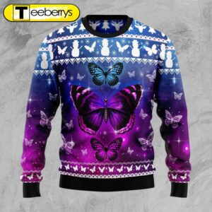 Stylish Purple Butterfly Christmas Sweater…