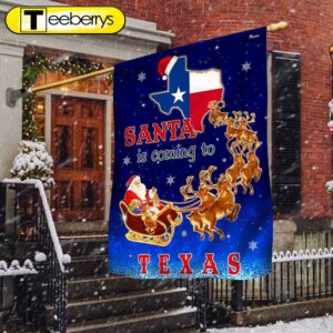 Texas Christmas Flag Santa Is…