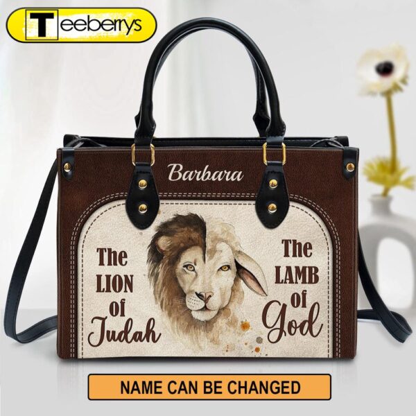 The Lion Of Judah The Lamb Of God Beautiful Personalized Leather Bag For Women