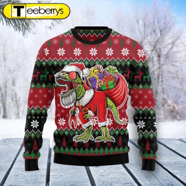 T-Rex Santa Ugly Christmas Sweater