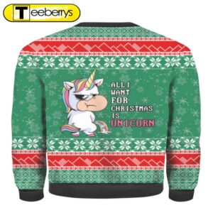 Unicorn Ugly Christmas Sweater - All I Want For Christmas Festive & Fun Holiday Attire