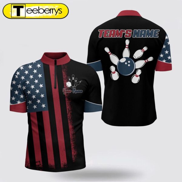 Usa Flag Bowling Bowling Jersey Shirt Men Custom Bowling Jersey Patriotic Bowling Team League Shirt