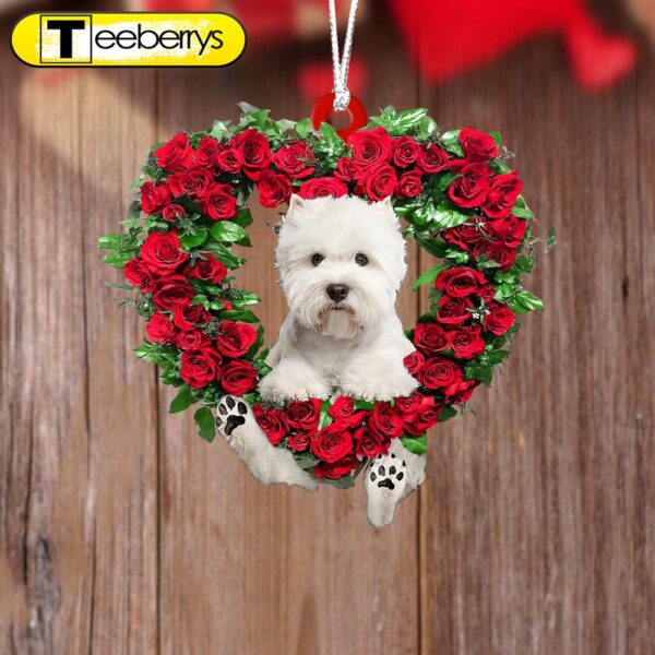 West Highland Dog-Heart Wreath Two Sides Christmas Ornament