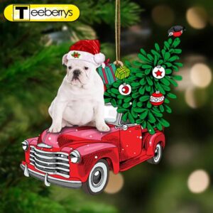 White English Bulldog-Pine Truck Hanging…