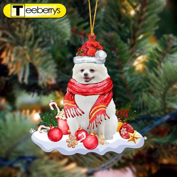 White Pomeranian-Better Christmas Hanging Christmas Ornament