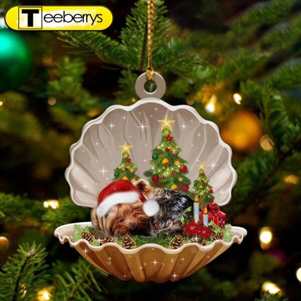 Yorkshire Terrier Sleeping Pearl In Christmas Two Sided Christmas Ornament